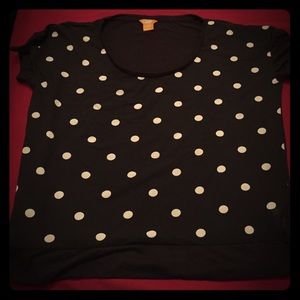 Joe Fresh black polka dot tee sized xl  [UNWORN]