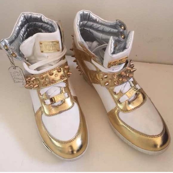 Gold Studded Wedge Sneakers - Picture 2 of 4