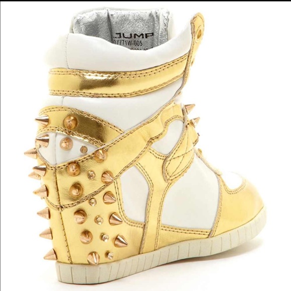 Gold Studded Wedge Sneakers - Picture 3 of 4