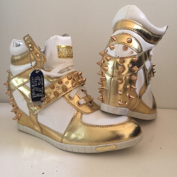 Gold Studded Wedge Sneakers - Picture 4 of 4