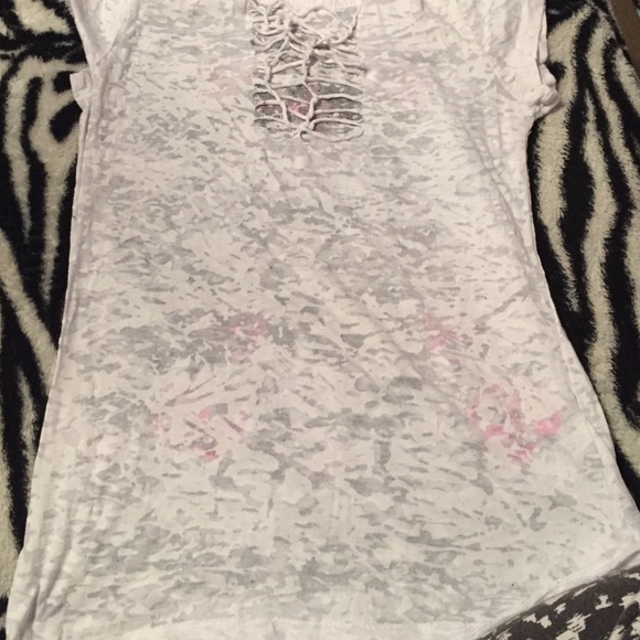 White and Grey Burnout Top - Picture 2 of 2