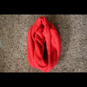 Red knit infinity scarf