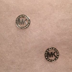 Silver Michael Kors Logo Stud Earrings