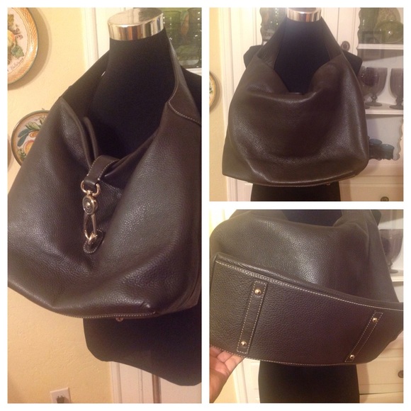 X SOLD Dooney & Bourke Leather Hobo Logo Lock X - Picture 2 of 4