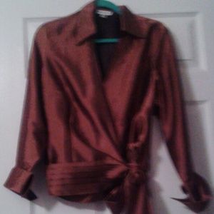 GORGEOUS Bronze wrap top NWOT
