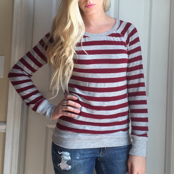 Grey and red stripped long sleeve - Picture 3 of 5
