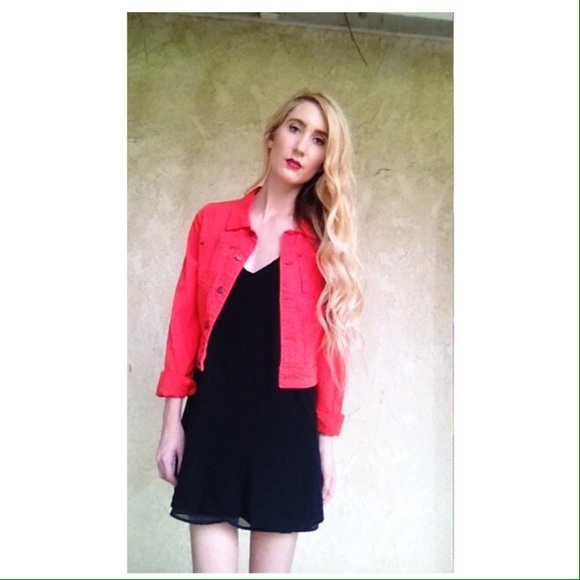 Bright orange denim work business long sleeve jacket