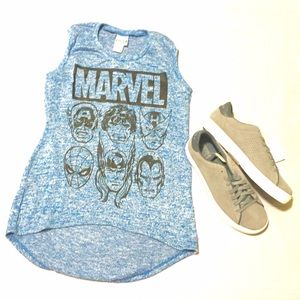 Marvel Hi-Lo Blue Knit Tank - MARVEL