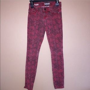 Hot Kiss Red Snake Print Jeans