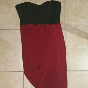 red/maroon and black dress
