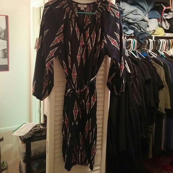 3/4 Sleeve Printed Dress with Matching Belt