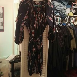 3/4 Sleeve Printed Dress with Matching Belt