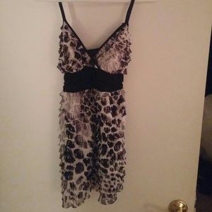 Leopard print V Neck Top Ties in Back