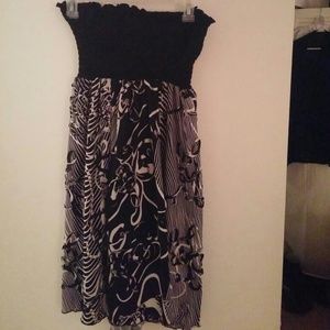 Black and White Strapless Dress
