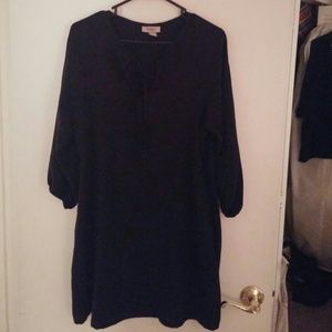 3/4 Sleeve Black Dress with Pockets