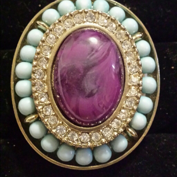 TOURQUOISE & PURPLE FASHION RING - Picture 2 of 2