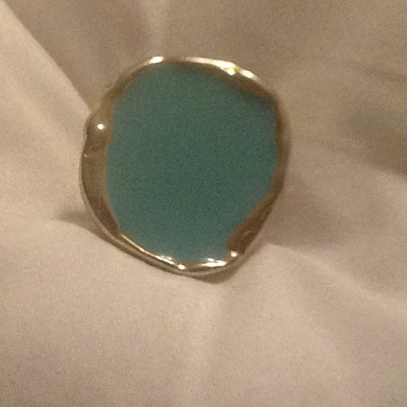 TOURQUOISE AND GOLD ROUND RING - Picture 2 of 2