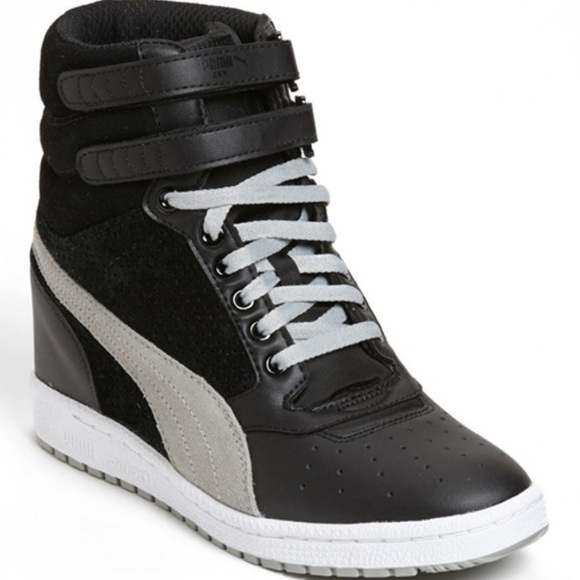 puma wedge sneakers black