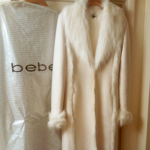 Bebe full length, faux shearling coat