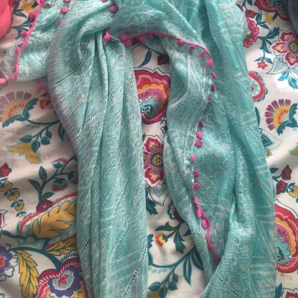 Turquoise and pink scarf