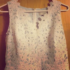 LOFT size 2P Whisper White Floral Lace Dress