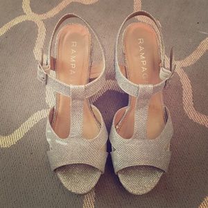 Rampage Silver Sparkly Wedges