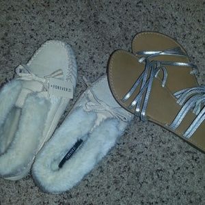 Silver flats and slippers bundle