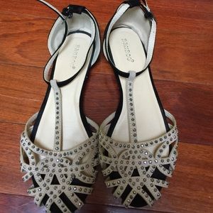 T strap crystal caged sandal