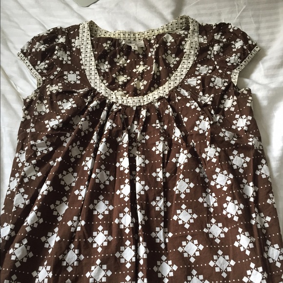 Milly Ikat Tunic Top Chocolate Brown White Sz 8