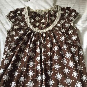 Milly Ikat Tunic Top Chocolate Brown White Sz 8