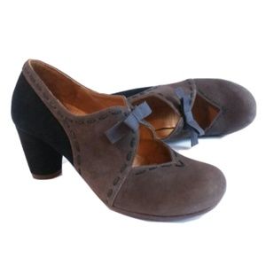 Chie Mihara Bow Mary Jane Suede Heels, Size 6