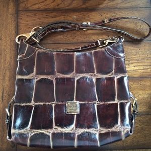 Dooney and Bourke dark brown croco crossbody