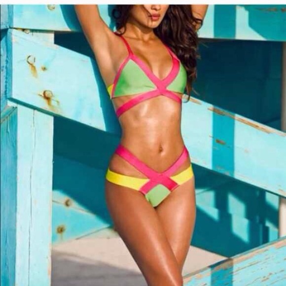 Color block bandage swimsuit/bikini