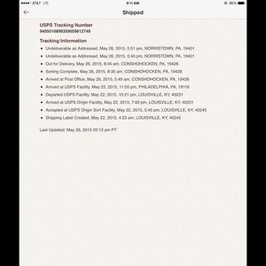Tracking info for Jacket