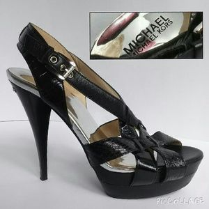 Black Michael Kors Genuine Snakeskin Heels, SZ 8.5