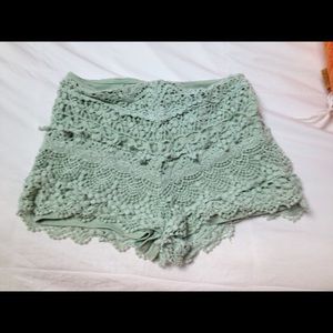 Mint crochet shorts