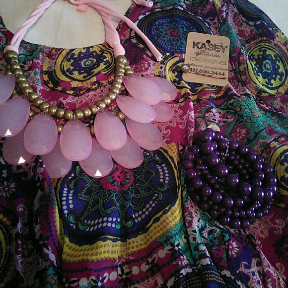 Magenta Patterned Dress - Picture 2 of 3