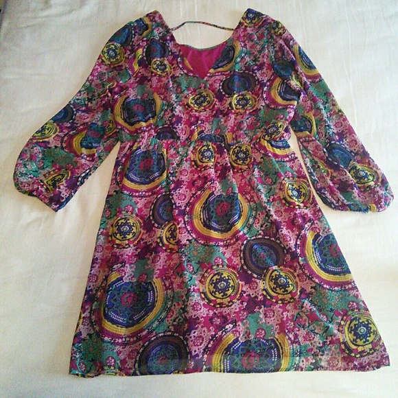 Magenta Patterned Dress - Picture 3 of 3