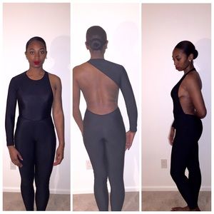 Black Asymmetrical Bodycon Jumpsuit