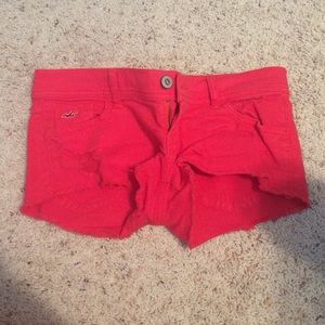 Red Coral Denim Hollister Shorts