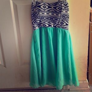Light green strapless dress