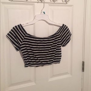 (4 for $40) Off the shoulder striped crop top