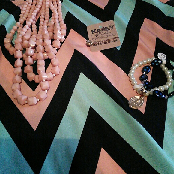 Pink & Blue Chevron Dress - Picture 2 of 3