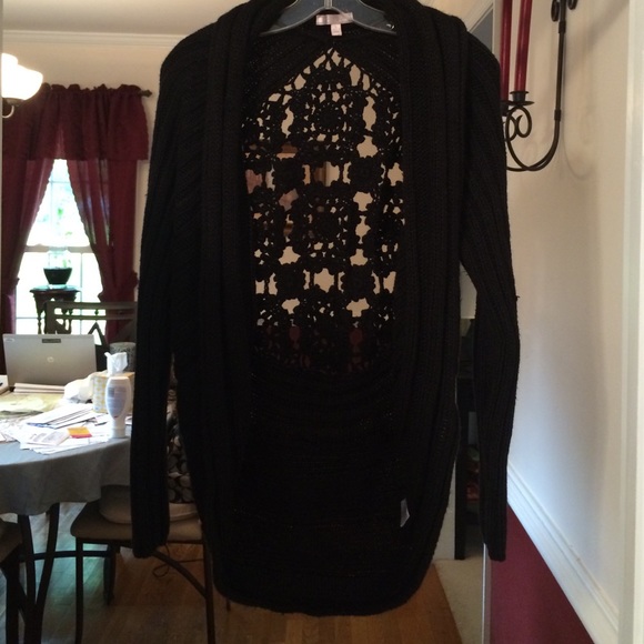 Crocheted back sweater