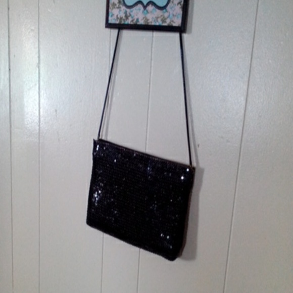 black sequin metal chord over the shouler purse - Picture 3 of 4