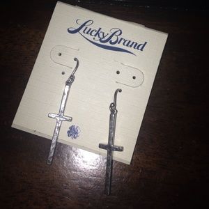 Lucky Brand Silver Cross Earrings! Never been worn