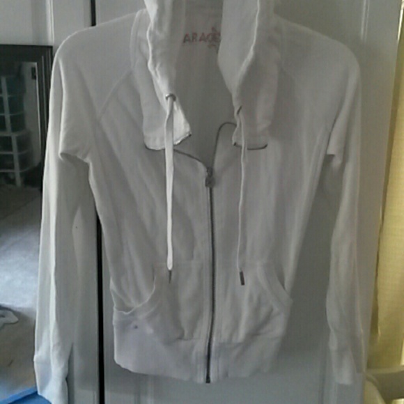 Plain white zip up hoodie