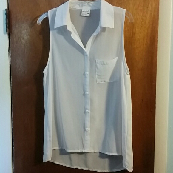 NWOT sheer white button down top