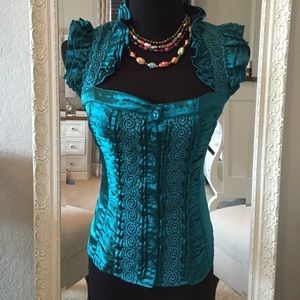 Sexy teal corset looking top