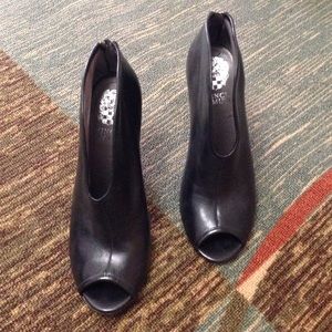 Vince Camuto black peep toe booties